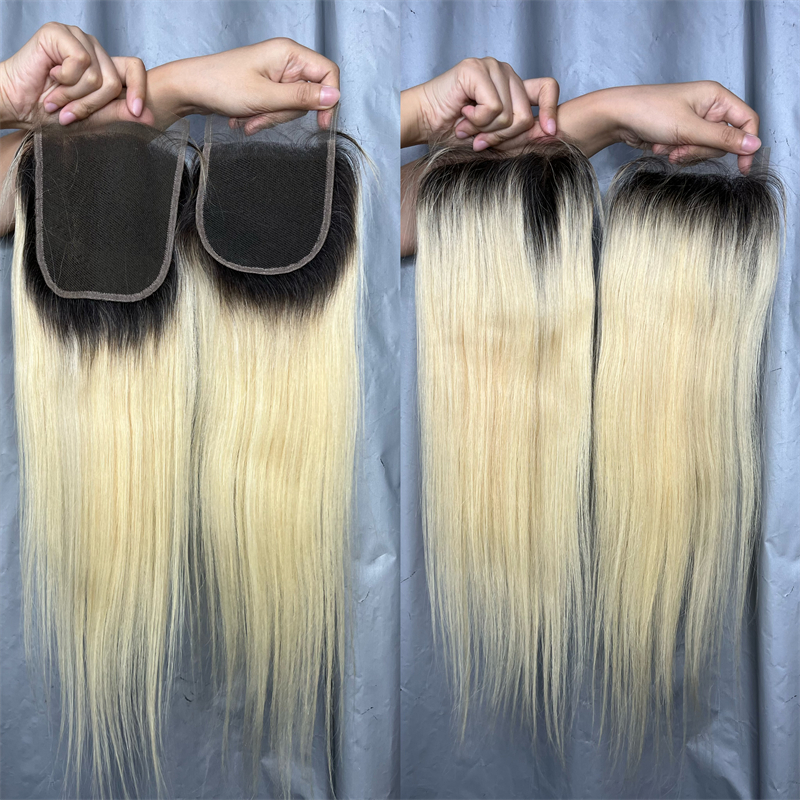 4x4 5x5 1b/613# Virgin Hair Natural Straight Lace Closure - 图片 2